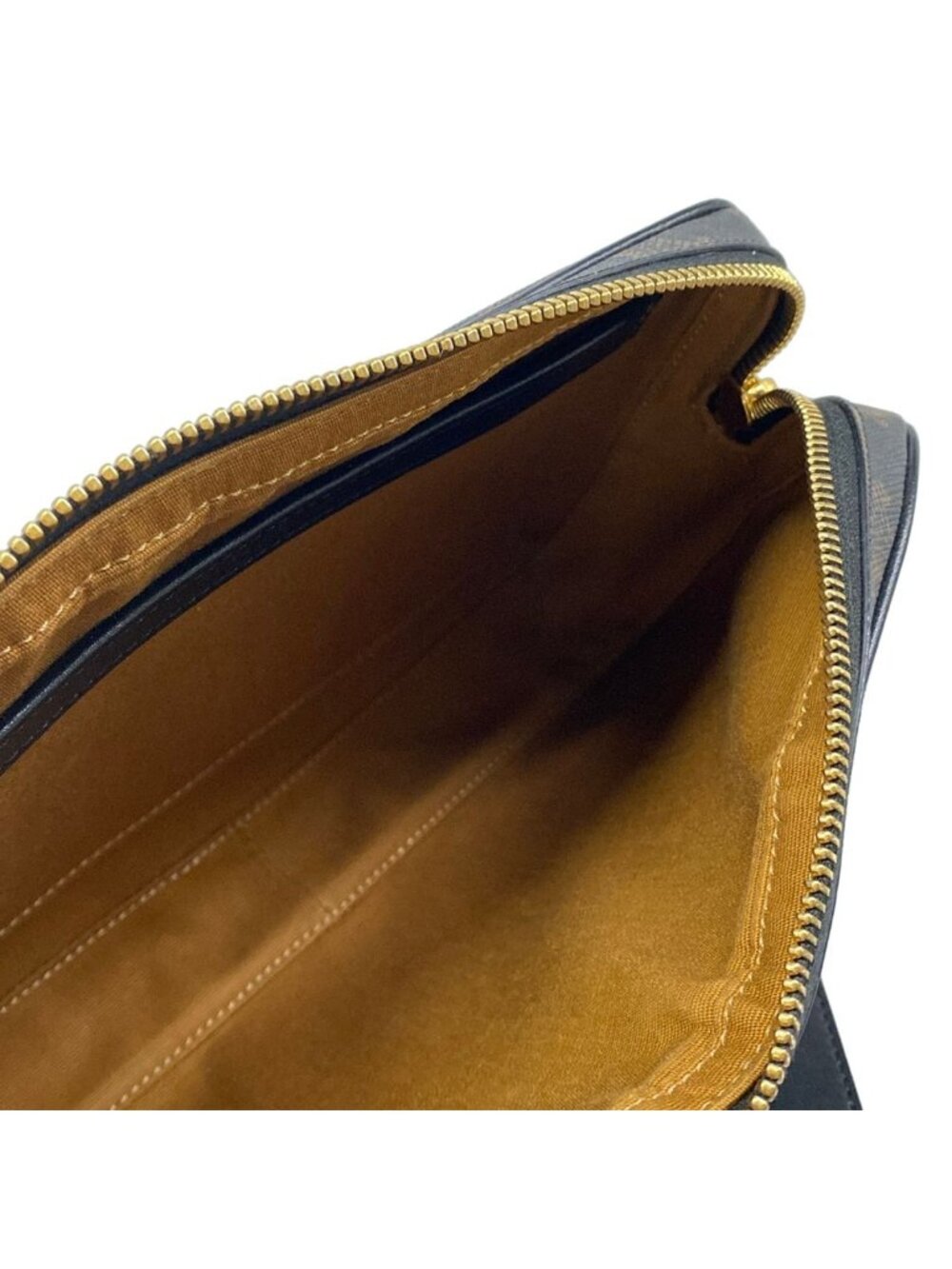Celine Shoulder Bag Triomphe Canvas Black Dark Brown Leather - Picture 7 of 15